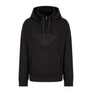 Zwarte Sweatshirt met Adelaar Logo Hoodie Emporio Armani , Black , Her...