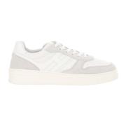 Leren Sneakers Veters Ronde Neus Logo Hogan , White , Heren