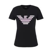 Casual Katoenen T-Shirt Emporio Armani , Black , Dames