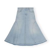 Blauwe Denim Midi Rok met Zakken Ganni , Blue , Dames