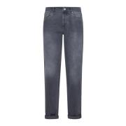 Straight Leg Jeans in Middengrijs Brunello Cucinelli , Gray , Heren