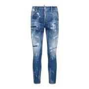 Slim Fit Stretch Denim Jeans Dsquared2 , Blue , Heren