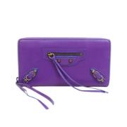 Pre-owned Leather wallets Balenciaga Vintage , Purple , Dames