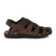 Bruine platte sandalen voor mannen Geox , Brown , Heren