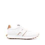 Bruin Leren Sneakers met Contrastdetail Hogan , White , Heren