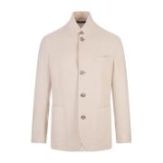 Elegant Ivory Cashmere Short Coat Fedeli , White , Heren