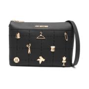 Zwarte Faux Leren Schoudertas Love Moschino , Black , Dames