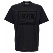 Flocked-Logo Katoenen T-Shirt Versace Jeans Couture , Black , Heren