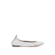 Gelamineerde Leren Ballerina Flats Lanvin , Gray , Dames