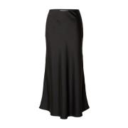 Satijnen Diagonale Midi Rok Selected Femme , Black , Dames