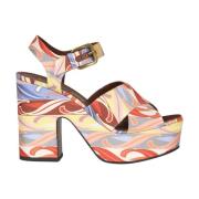 Witte platform sandalen met zomerprint Etro , Multicolor , Dames