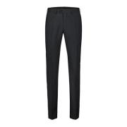 Slim Fit Wol Pantalon Micro Design Eduard Dressler , Black , Heren