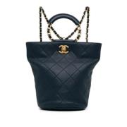 Pre-owned Leather backpacks Chanel Vintage , Blue , Dames