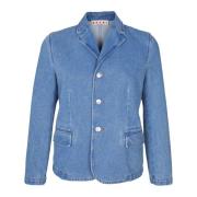 Denim Jeans Single-Breasted Blazer Blauw Marni , Blue , Dames