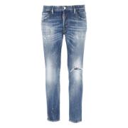 Blauwe Gescheurde Katoenen Jeans Dsquared2 , Blue , Heren