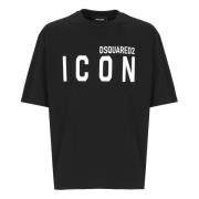 Zwart T-shirt met logoprint Dsquared2 , Black , Heren