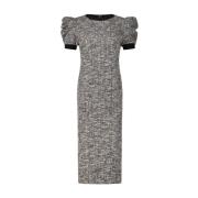 Elegante Tweed Jurk met Pofmouwen Max Mara , Gray , Dames