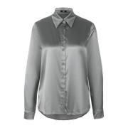 Elegante Zijden Satijnen Blouse Riani , Gray , Dames