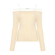 Off-shoulder Jersey Top Jacquemus , Beige , Dames