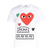 Wit T-shirt met hartlogo en korte mouwen Comme des Garçons Play , Whit...