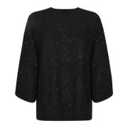 Zwarte Paillet Sweater Driekwart Mouwen Fabiana Filippi , Black , Dame...