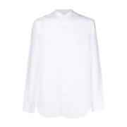 Linnen Mao Kraag Shirt Barba , White , Heren