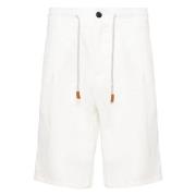 Linnen trekkoord shorts Eleventy , White , Heren