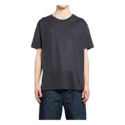 Zijden Jersey Ronde Hals T-Shirt Lemaire , Black , Heren