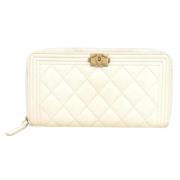 Pre-owned Leather wallets Chanel Vintage , White , Dames