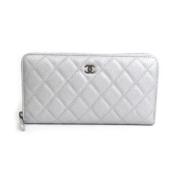 Pre-owned Leather wallets Chanel Vintage , Gray , Dames