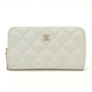 Pre-owned Leather wallets Chanel Vintage , White , Dames