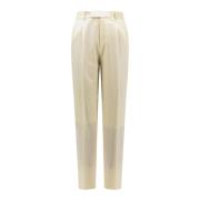 Wollen broek met knoop en rits Ermenegildo Zegna , White , Heren