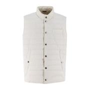 Gewatteerde Mouwloze Donsjas Brunello Cucinelli , White , Heren