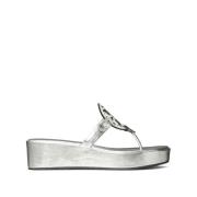 Metallic Double T Teenslippers Tory Burch , Gray , Dames