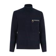 Wollen Crewneck Sweater met Gouden Rits Paul & Shark , Blue , Heren