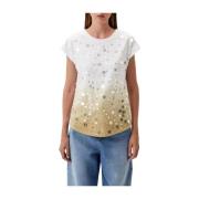 Dames T-shirt met Uniek Design Actitude , Multicolor , Dames