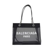 Mesh Tote Tas met Logo Print Balenciaga , Black , Dames