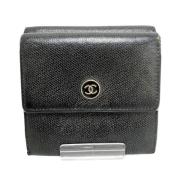 Pre-owned Leather wallets Chanel Vintage , Black , Dames