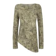 Zijden Herba Print Top Cortana , Green , Dames