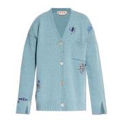 Vintage Effect Cardigan Marni , Blue , Dames