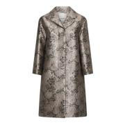 Bloemen Jacquard Overjas in Parel Grijs Max Mara , Gray , Dames