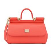 Roze Leren Handtas met Klep Sluiting Dolce & Gabbana , Pink , Dames