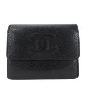 Pre-owned Leather wallets Chanel Vintage , Black , Dames