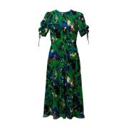 Groene Bloemen Midi Jurk Erdem , Multicolor , Dames