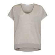 Fijngebreide V-hals trui Brunello Cucinelli , Gray , Dames