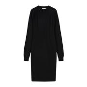 Elegante Wol Zijde Jurk met Cut-Out Detail Sportmax , Black , Dames