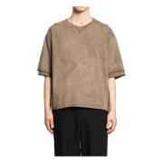 Houtskool Crewneck T-shirt met Ruwe Rand Undercover , Beige , Heren