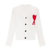 Cardigan met logo Ami Paris , White , Heren