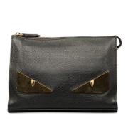 Pre-owned Leather clutches Fendi Vintage , Black , Dames