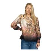 Zwarte Paisley Blouse met Pofmouwen 2-Biz , Multicolor , Dames